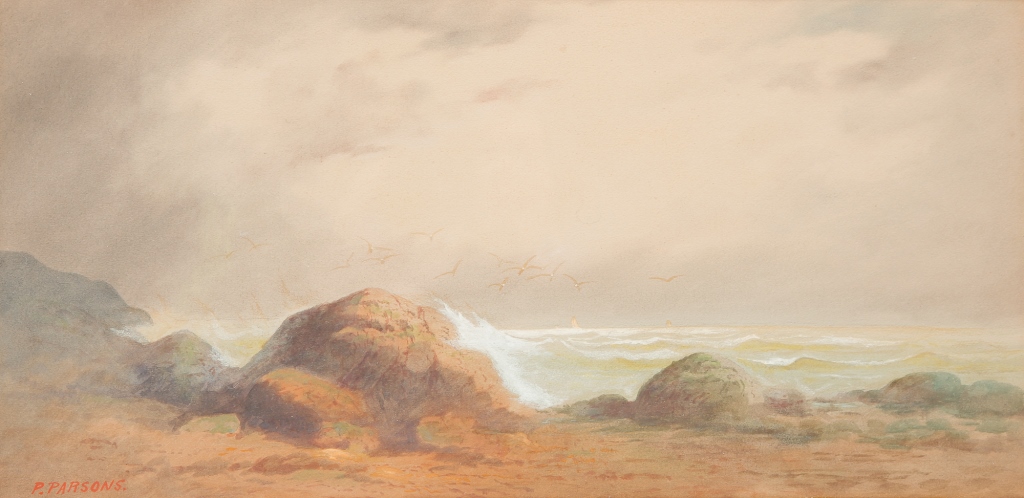 OCEAN SCENE WATER COLOR SIGNED P.