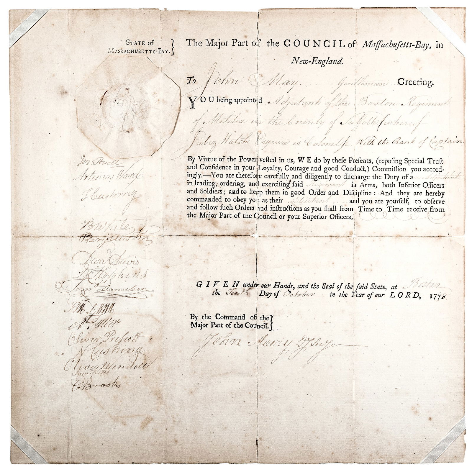 OCT. 10, 1778 REV. WAR MILITARY
