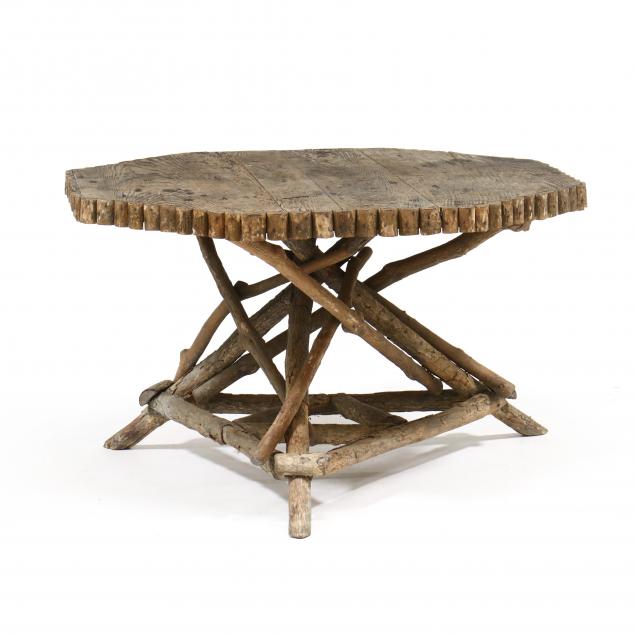 OCTAGONAL ADIRONDACK PEDESTAL TABLE