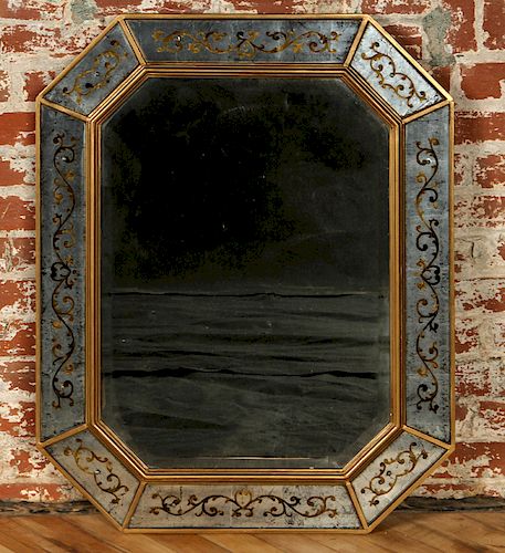 OCTAGONAL EGLOMISE GILT MIRROR