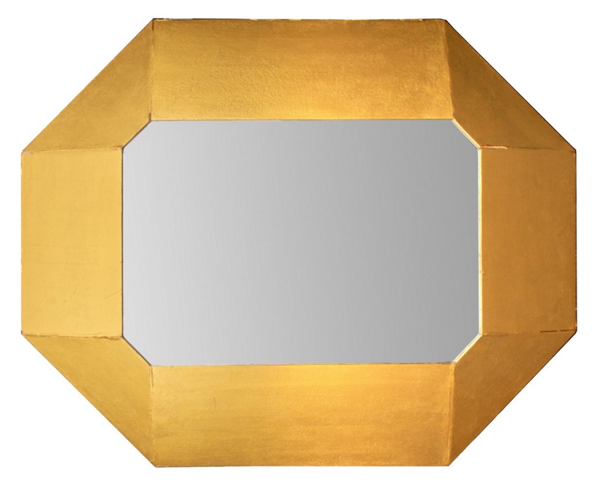 OCTAGONAL GILTWOOD BEVELED MIRROR