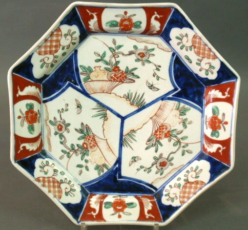 Octagonal Imari porcelain plate