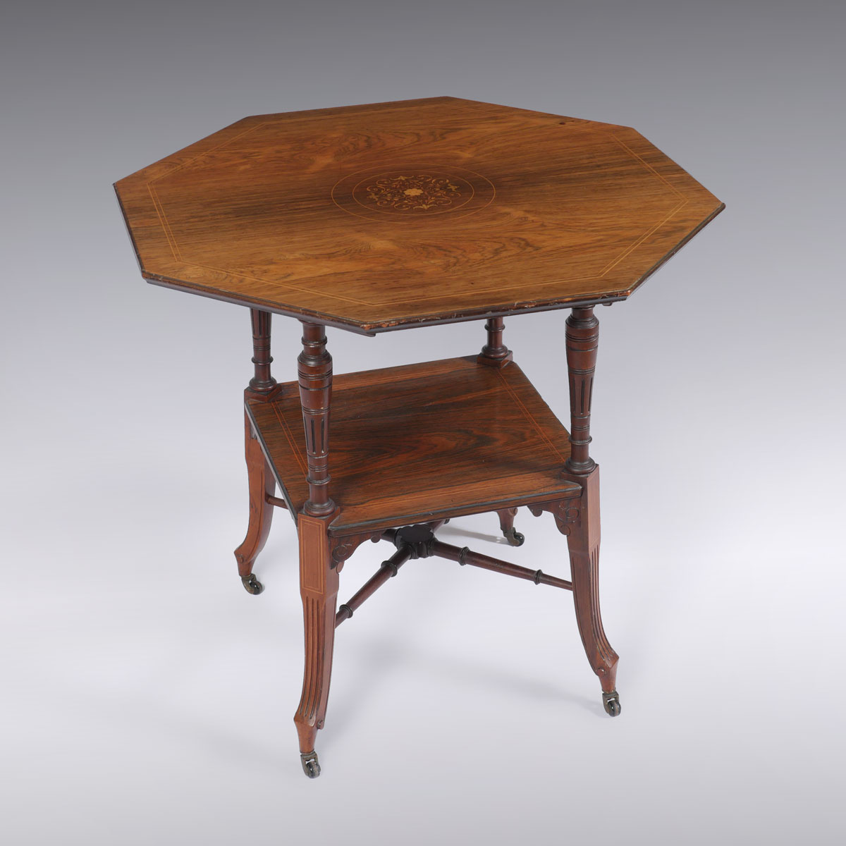 OCTAGONAL INLAID SIDE TABLE: