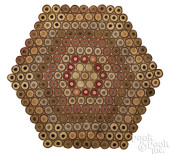 OCTAGONAL PENNY RUG, LATE 19TH