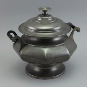 OCTAGONAL PEWTER TUREEN 19TH C