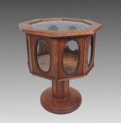 OCTAGONAL VICTORIAN OAK VITRIN