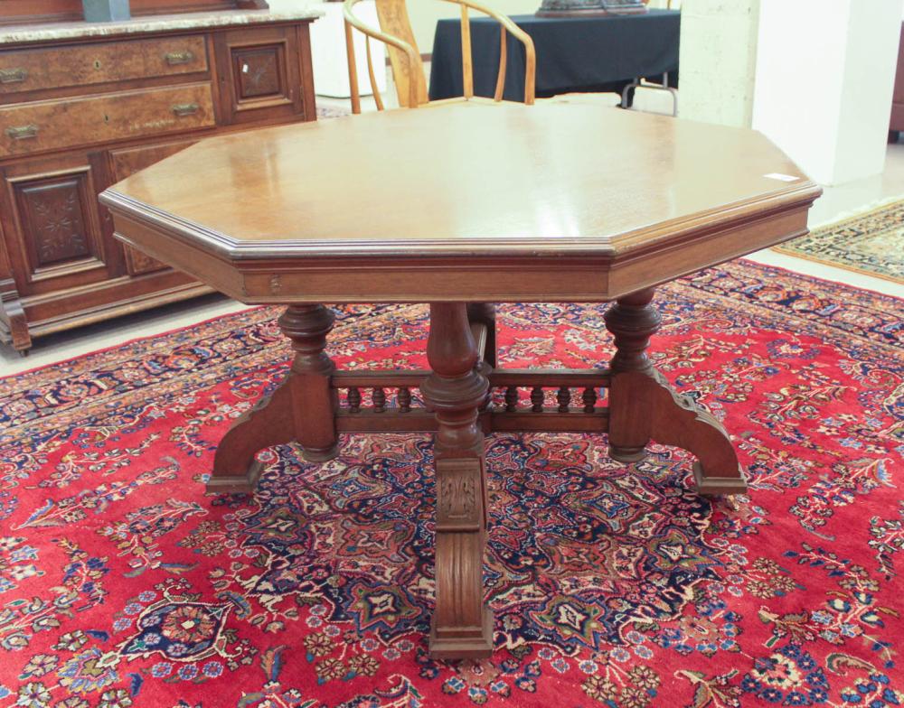 OCTAGONAL WALNUT DINING OR CENTER