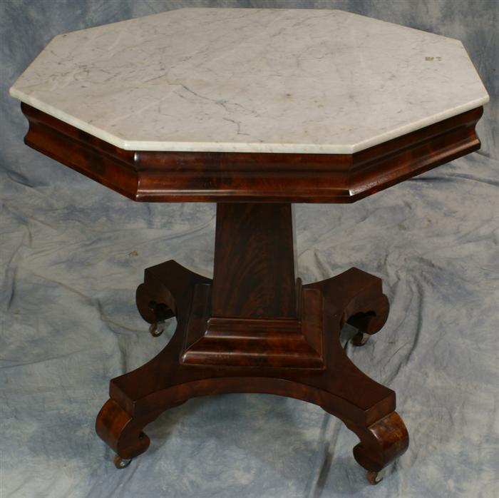 Octagonal white marble top American