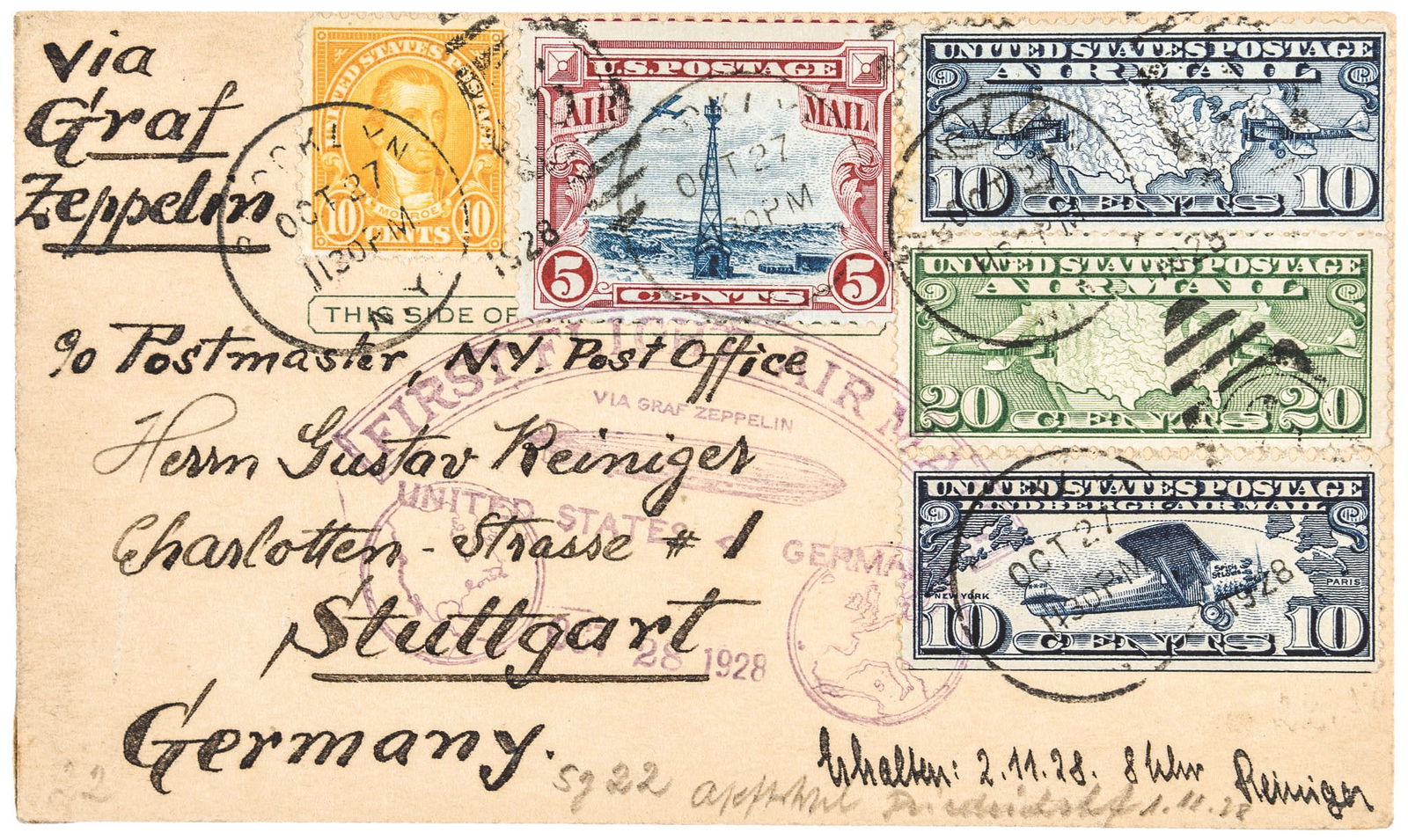 OCTOBER 27, 1928-POSTMARKED FIRST