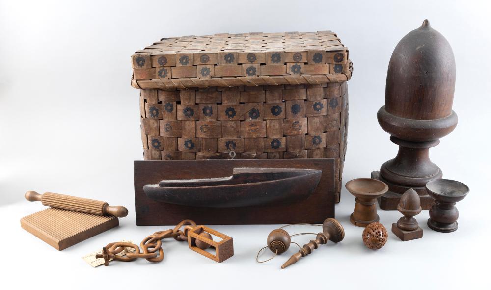 ODD LOT OF WOODEN ITEMS 19TH