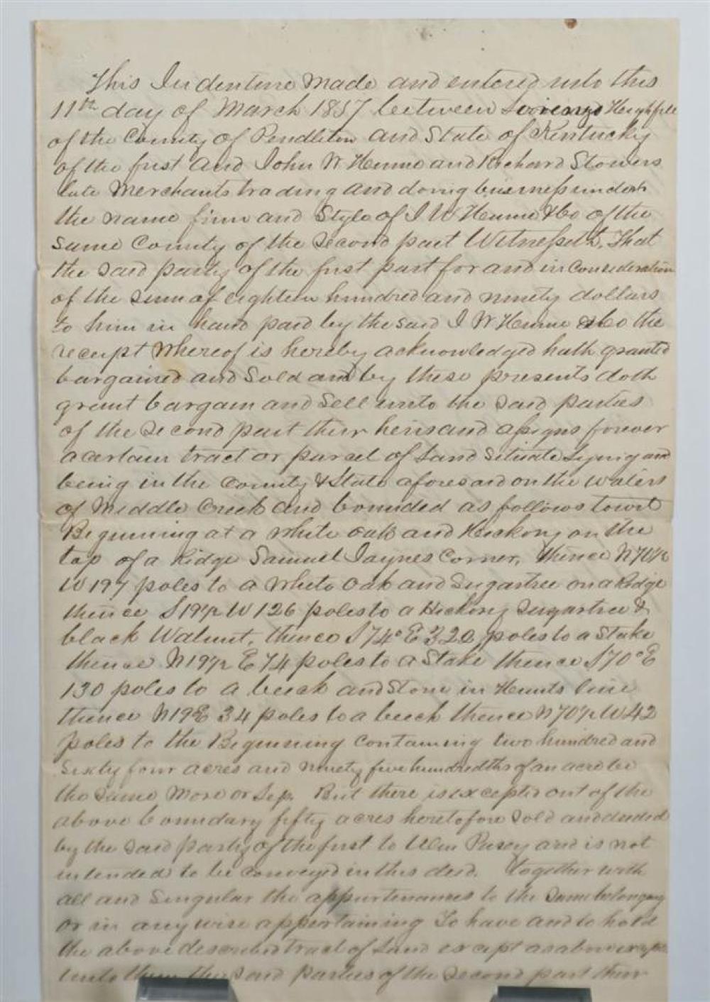 OHIO 1854 PATENT ASSIGNMENT AND