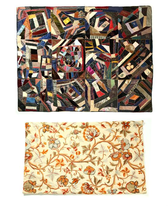 OHIO CRAZY QUILT AND CREWEL PANEL.