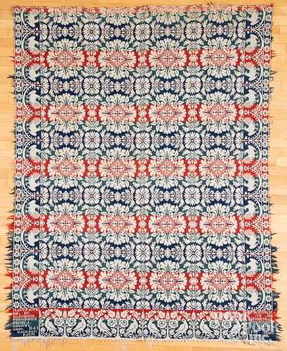 OHIO JACQUARD COVERLET, DATED