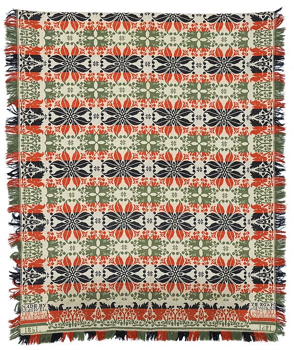 Ohio Jacquard coverlet inscribed P.