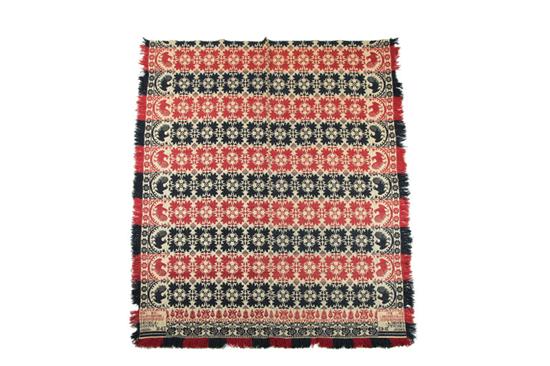 OHIO JACQUARD COVERLET.  Woven by