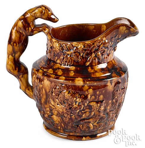 OHIO ROCKINGHAM GLAZE HOUND HANDLED