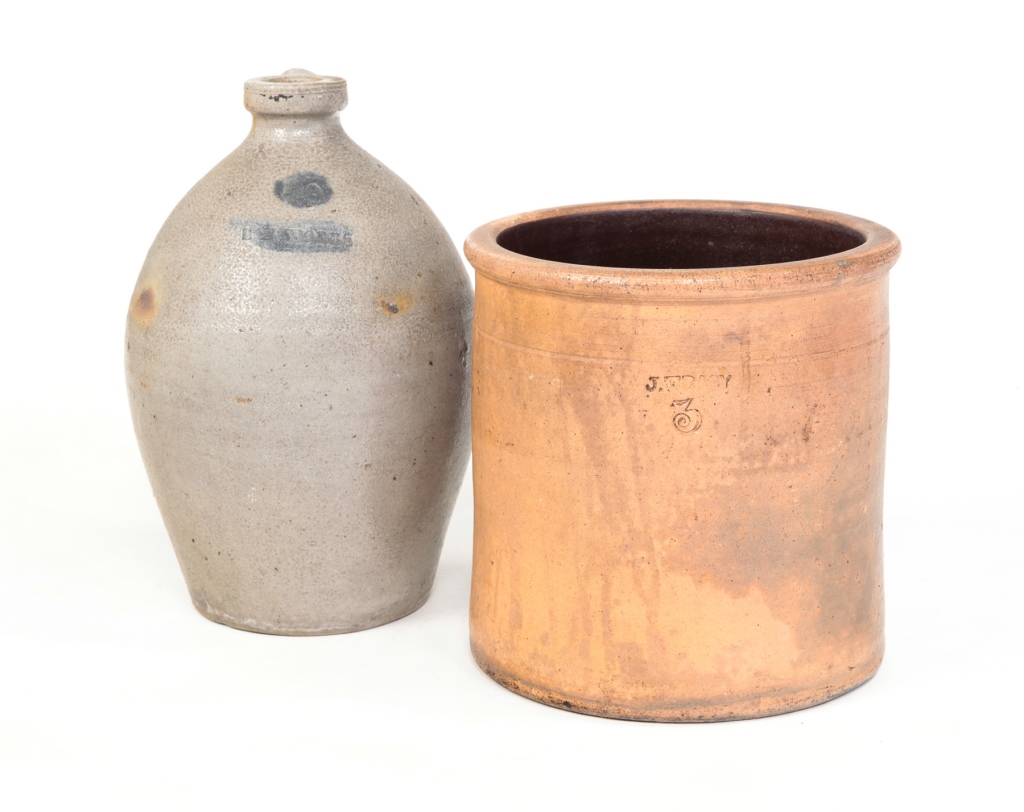 OHIO STONEWARE CROCK AND JUG.