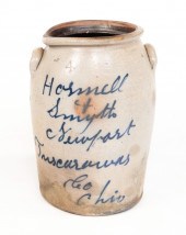 OHIO STONEWARE CROCK. Third qu