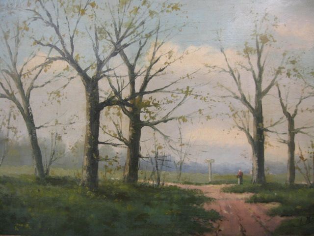 Oil European landscape with