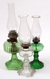 OIL LAMP GROUPTwo oil lamps an