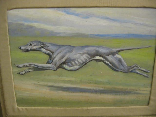 Oil of Greyhound Running 5'' x 7''.