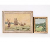 Oil on artist board of sailboa