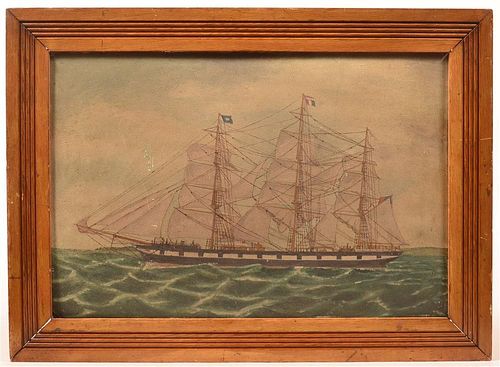 OIL ON ARTIST BOARD OF A THREE MAST