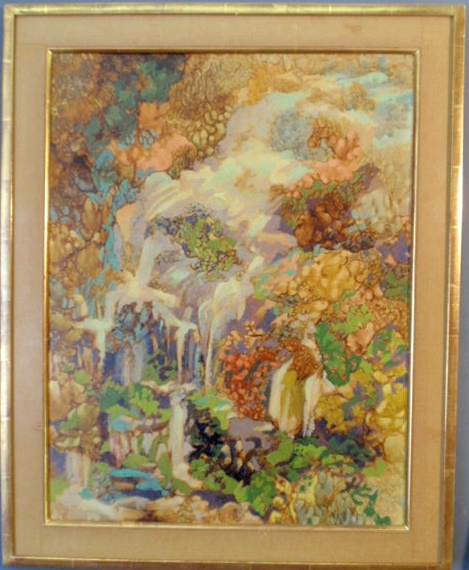 Oil on board Art Nouveau style