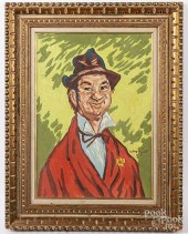 OIL ON BOARD CARICATURE OF A M
