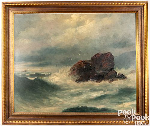 OIL ON BOARD COASTAL SCENE, EARLY