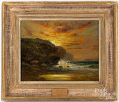 OIL ON BOARD COASTAL SCENE<br>
