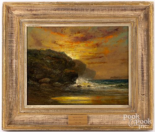 OIL ON BOARD COASTAL SCENEOil on