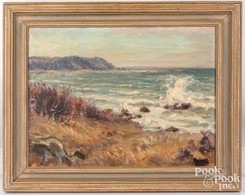 OIL ON BOARD COASTAL SCENEOil on