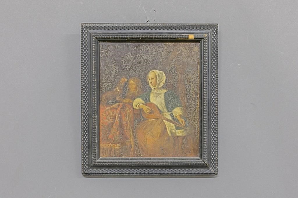 Oil on board Italian musicians