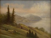OIL ON BOARD LAKE SCENEAn oil