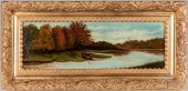 OIL ON BOARD LAKESIDE LANDSCAP
