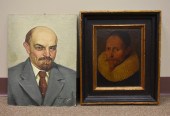OIL ON BOARD LINEN AND PRINT A