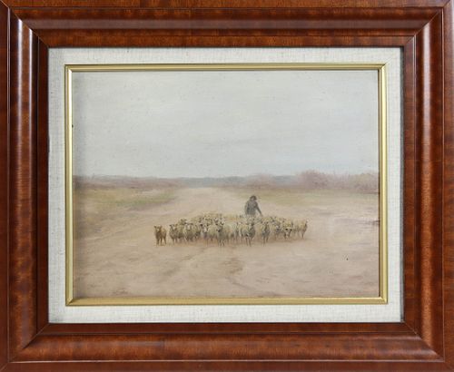 OIL ON BOARD "NANTUCKET SHEEP
