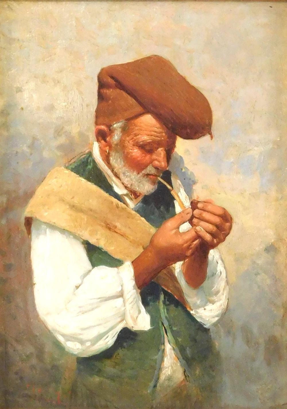 OIL ON BOARD OF OLDER GENTLEMAN