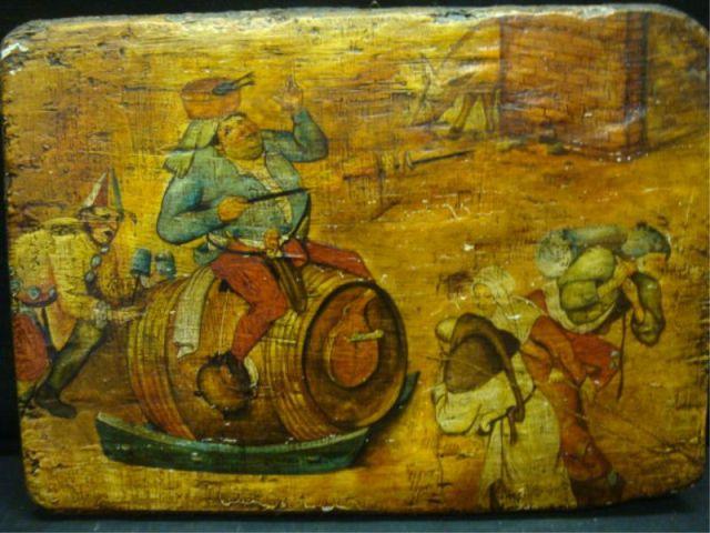 Oil on Board of Peasants in Style