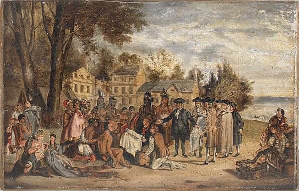 Oil on board of William Penn