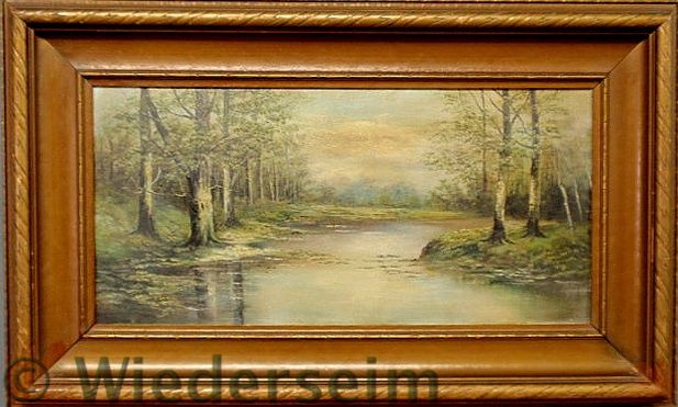 Oil on board painting of a