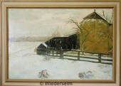 Oil on board painting of a win