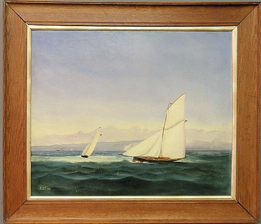 Oil on board painting of