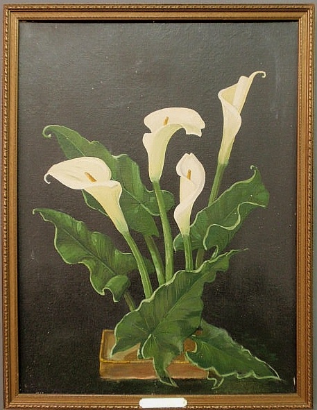Oil on board painting of calla