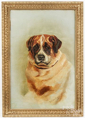 OIL ON BOARD PORTRAIT OF A DOGOil