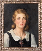 OIL ON BOARD PORTRAIT OF A GRA