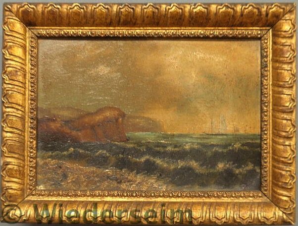 Oil on board seascape painting of a