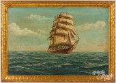 OIL ON BOARD SHIP PORTRAITOil