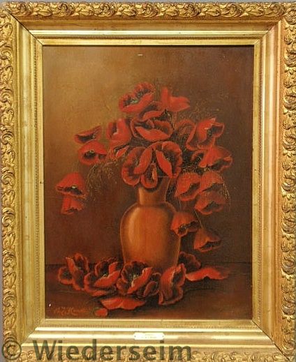 Oil on board still life painting of